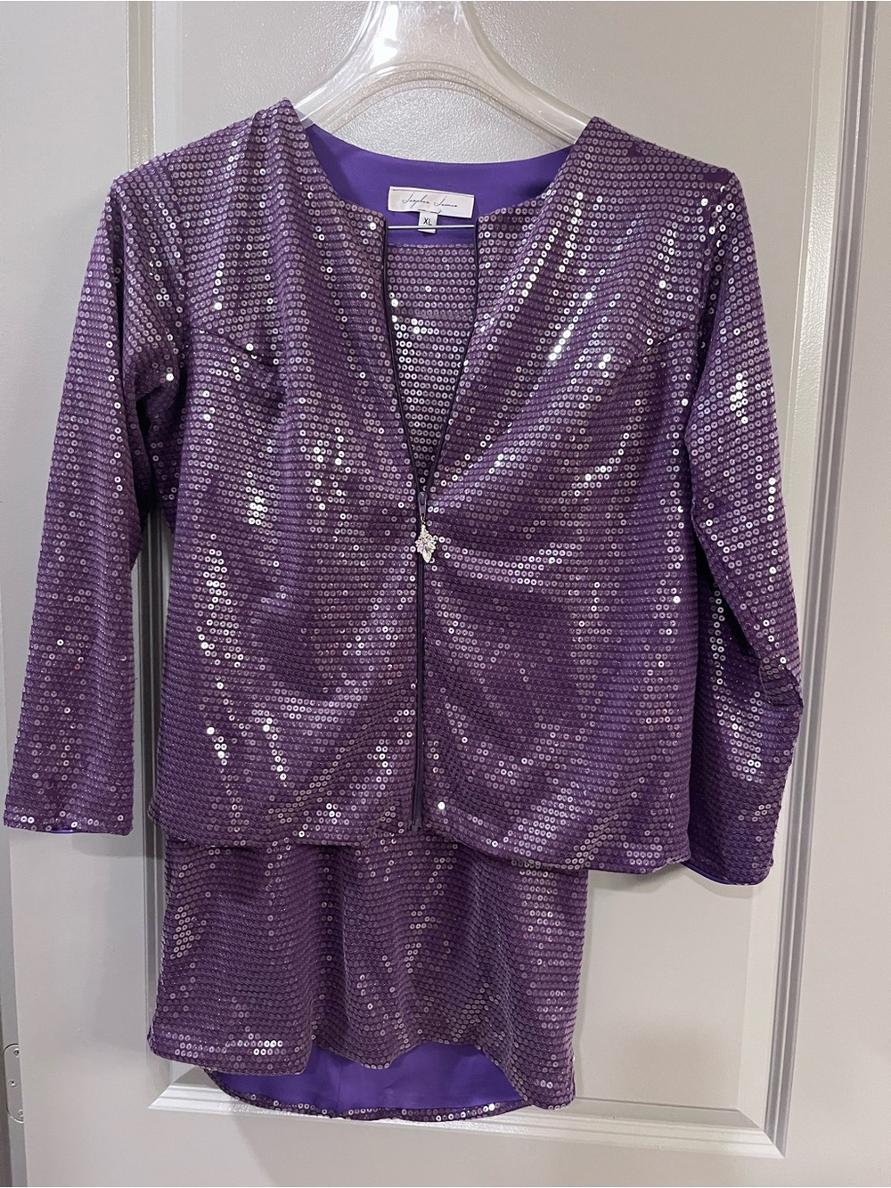 Women's Purple Sequin Skirt Set
